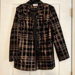 Erin London Black and Bronze plaid jacket